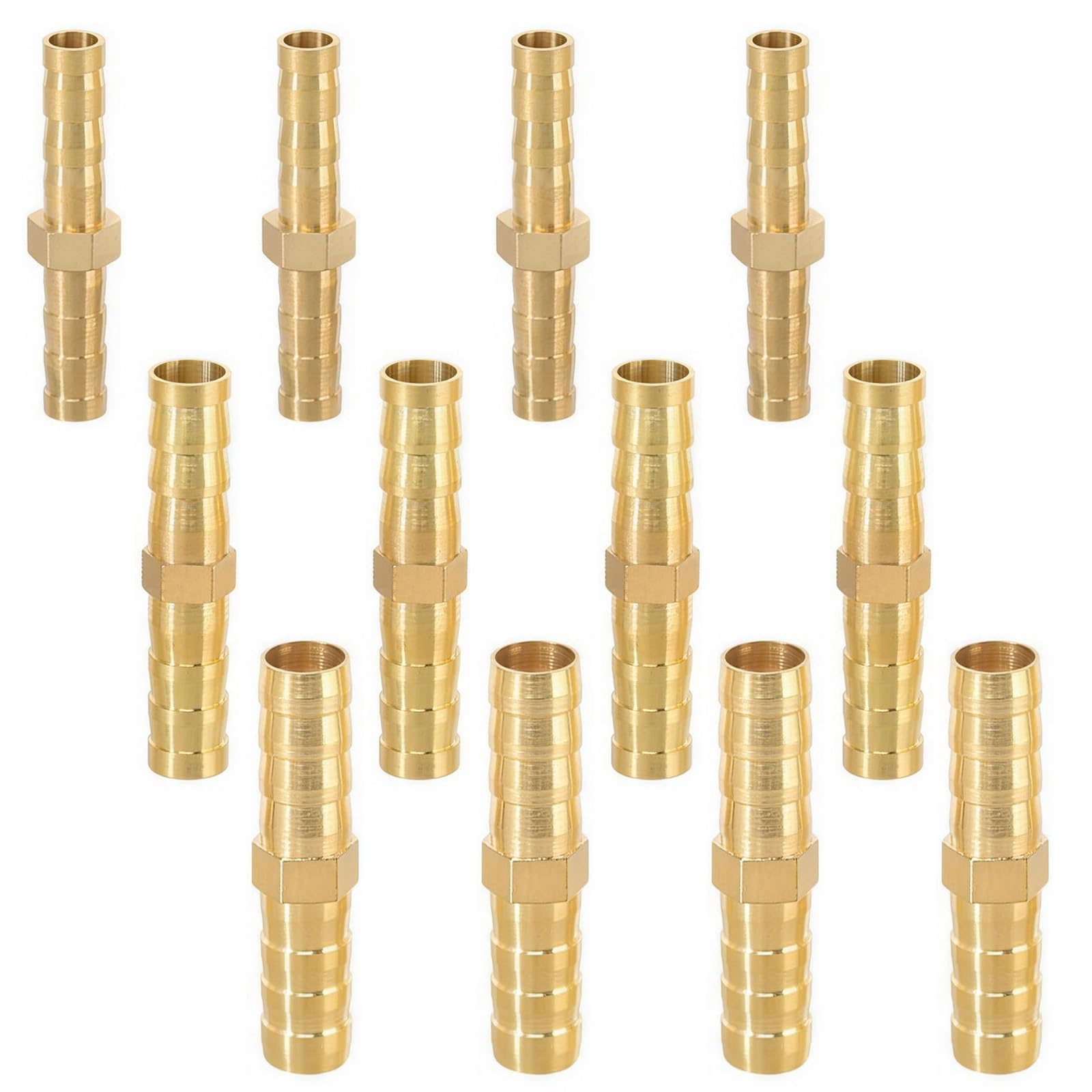 12PCS Brass Hose Barb Connector Set 6mm 8mm 10mm Straight Joiner Coupler Leak