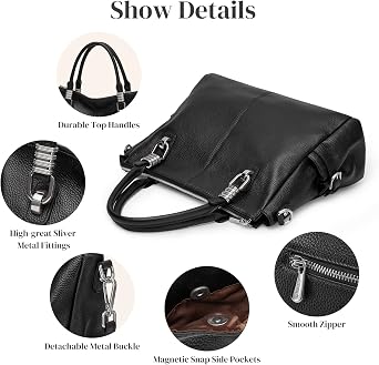 S-ZONE Women Genuine Leather Handbag Shoulder Purse Satchel Tote Crossbody Bag