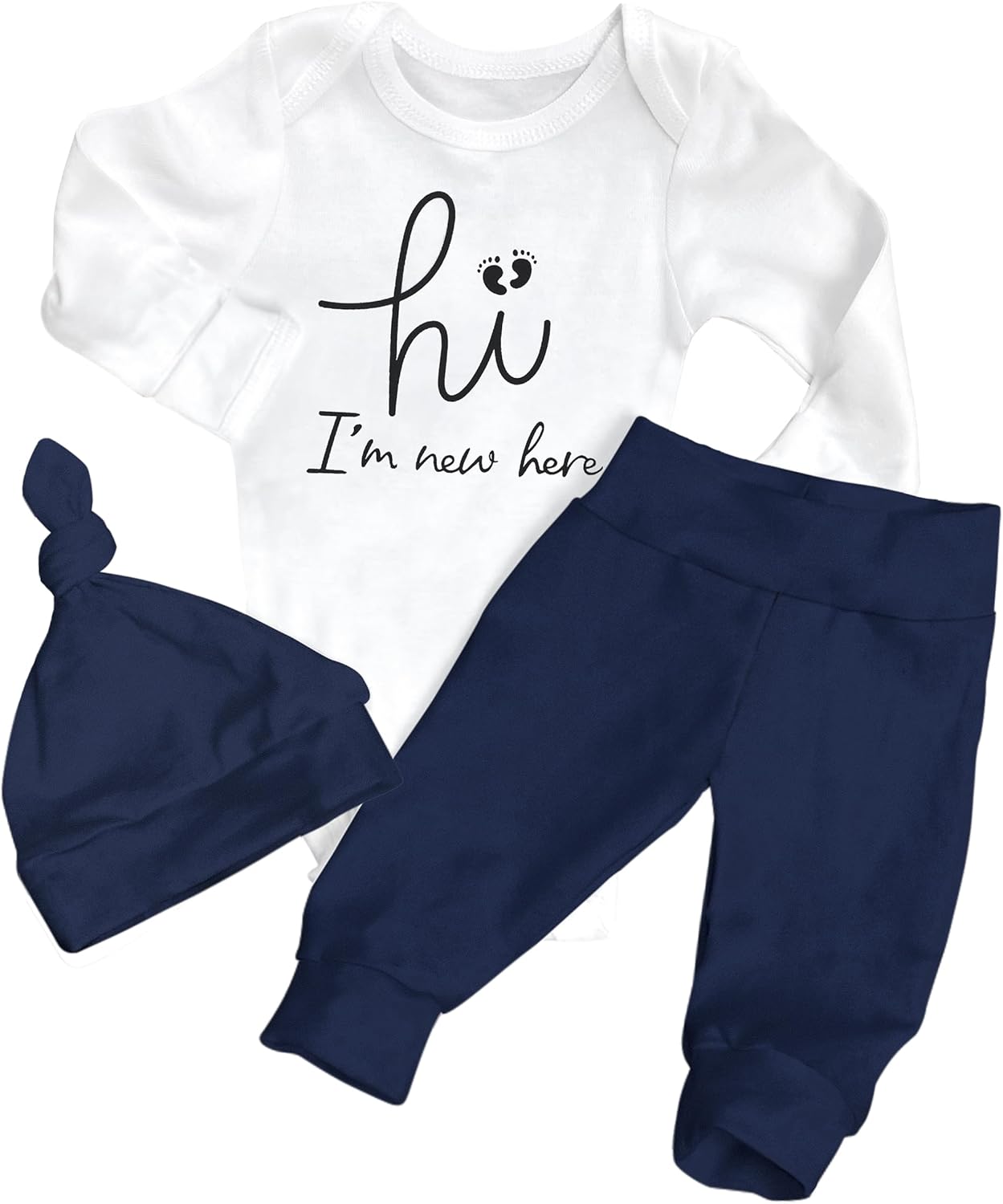 AGAPENG Baby Boy Clothes Newborn Boy Outfits Infant Letter Print Romper Long Pants Hat 3PCS Baby Boy's Clothing