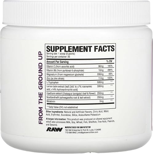 Miniatura 2 de RAW Suplemento natural para ayudar al sueño, potenciador de la relajación y apoyo del estado de ánimo con melatonina, magnesio, zinc, L-triptófano y