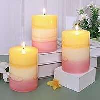 Vista 22 de Velas aromáticas de pilar FLAVCHARM de larga duración, sin goteo, rojas, 3x4 pulgadas