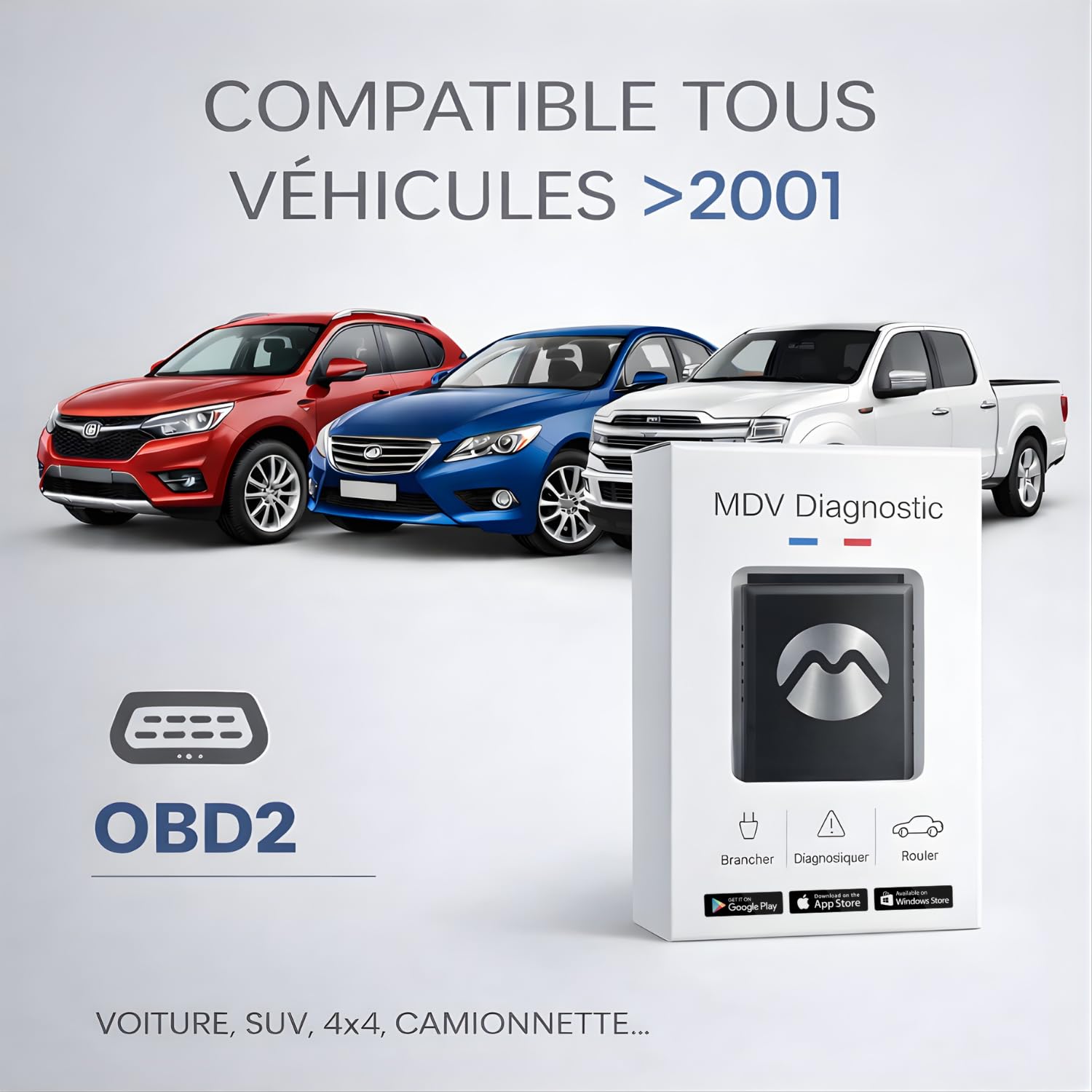 Scanner OBD2 Bluetooth Valise Diagnostic Auto Multimarque - Lecteur de Code Défaut Moteur EOBD/Can - Diagnostic en Temps Réel pour Android, iOS & Windows - Effacement Voyant Moteur
