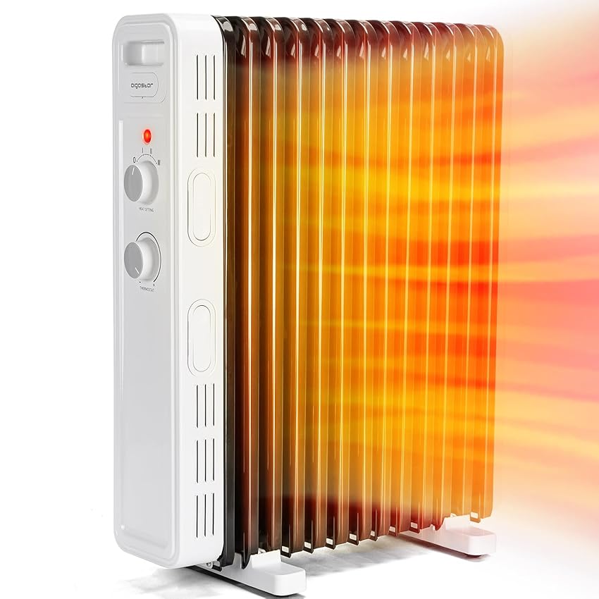 Immagine del prodotto Aigostar Hubery - Radiatore ad olio portatile da 2500W. Radiatore elettrico 13 elementi, 3 livelli di riscaldamento, termostato regolabile e protezione a funzione di spegnimento