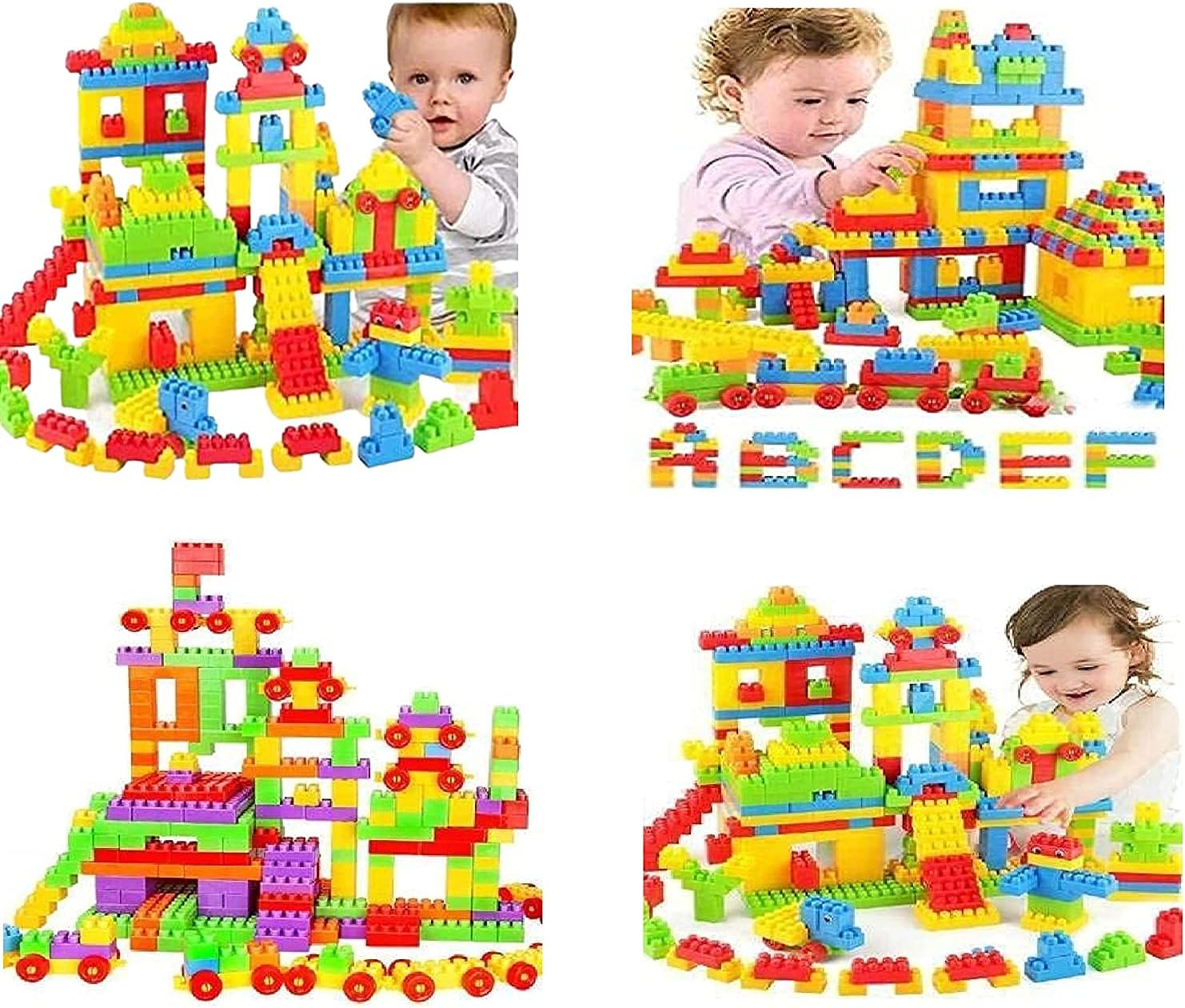 Royals Hub® Building Block with Wheels Creative Smart Activity Fun and Learning Train Bricks Blocks for Kids Puzzle Assemble Indoor Brain Game for Increase Skill IQ Level of Kids Children (200+ Pcs)