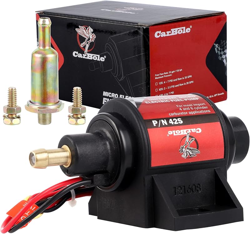 Bomba elétrica de combustível CarBole 12 V para gasolina, 28 GPH e 2–3,5 PSI – 1 unidade