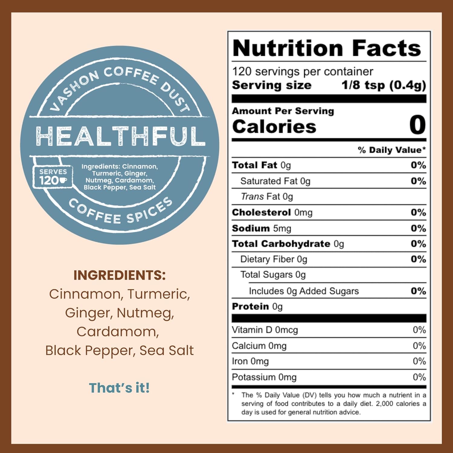 Coffee Dust Flavoring Powder, Healthful (120 Servings) - Coffee Dusting Flavor Variety Pack, All Natural Syrup Alternative, Adds Aroma, Taste & Whole30 Wellness to Drinks & Tea - Creamer Alternative