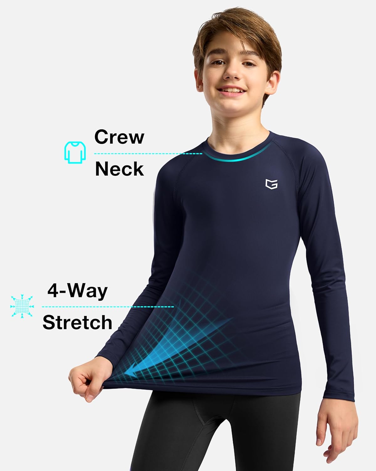 G Gradual Boys Youth Compression Shirt Long Sleeve Football Baseball Undershirt Quick Dry Sports Base Layer for Boy - Image 4