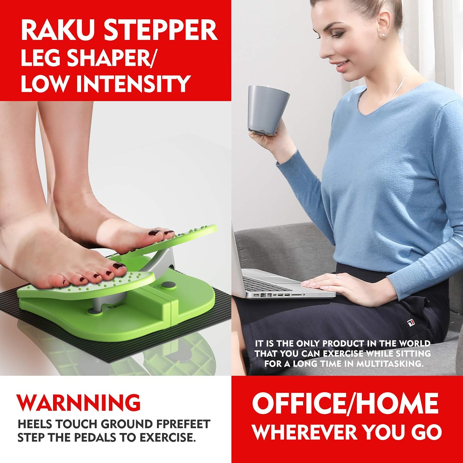 MBB Mini Stepper,Under Desk Pedal Exerciser,Folding Colorful Foot Peddle,Physical Therapy Leg Exercisers Peddle,Relieves Varicose Veins Green Color