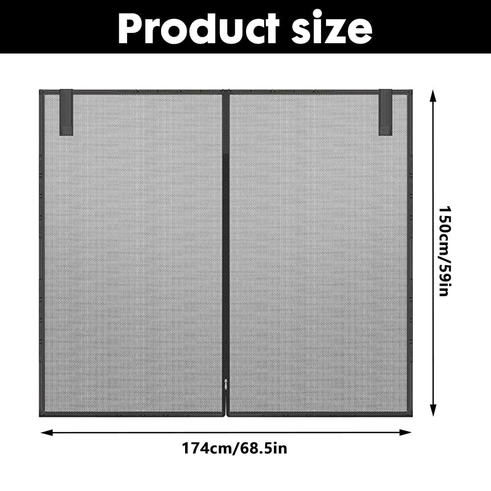Heckklappe Moskitonetz, Flügeltür Kofferraumabdeckung Sonnenschutz Magnetisch Fliegengitter Auto, Gardinen Vorhang Trennvorhänge Schattennetz für Dach Camper SUV Outdoor Camping, 174x150cm