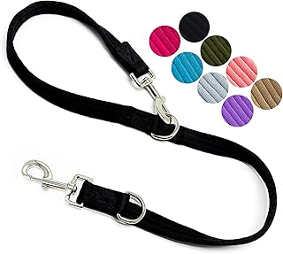 Double Ended Dog Leash,for Obedience Training Easy to Use,Lightweight,Soft for Large and Medium Dogs (Black, 1M*2.5CM)