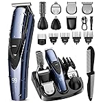 SHPAVVER Beard Trimmer for Men: Professional Barber Hair Clippers - 12-in-1 Cordless Grooming Kit - Waterproof Electric Razor with Turbo Speed & Precision Blades, Blue