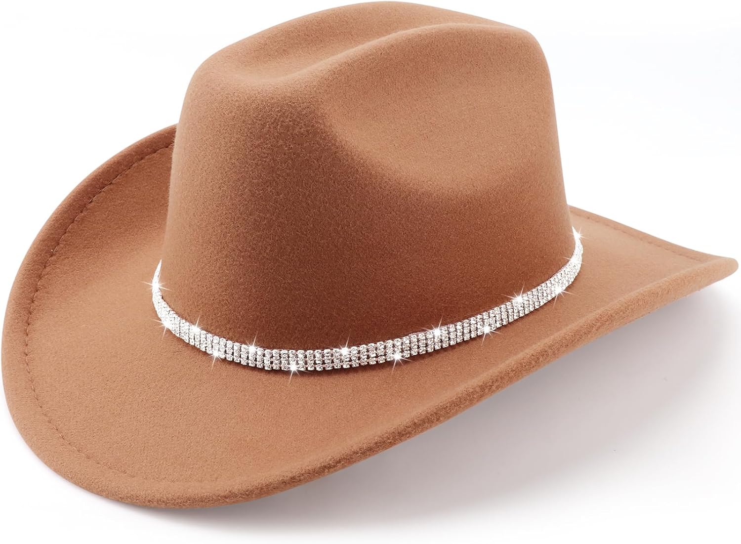 Western Cowboy Hats for Women Classic Felt Wide Brim Fedora Hat with Belt Buckle Retro Panama Hat Unisex Rolled up Cap