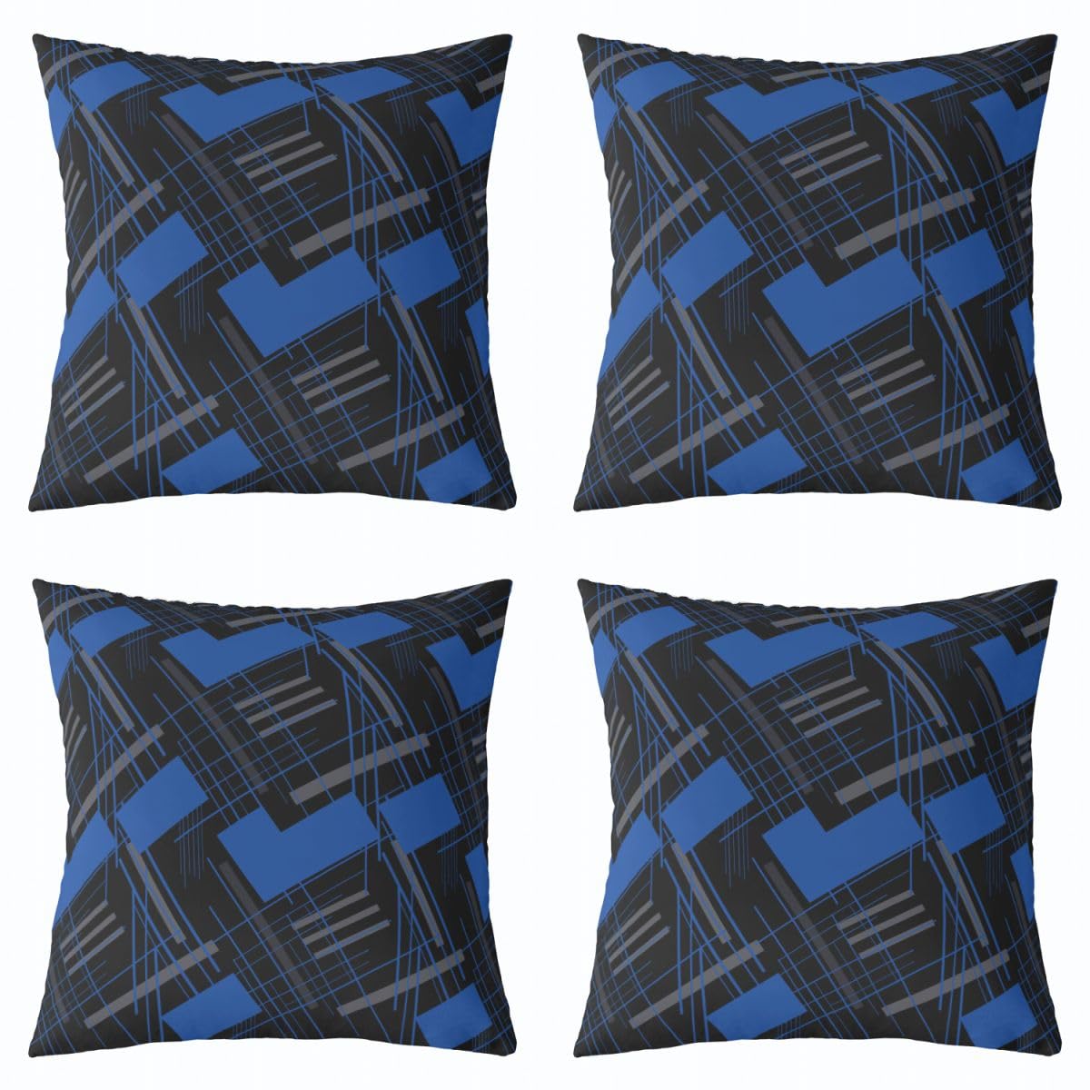Housses de coussin géométriques 40x40 bleues pour raviver une déco terne