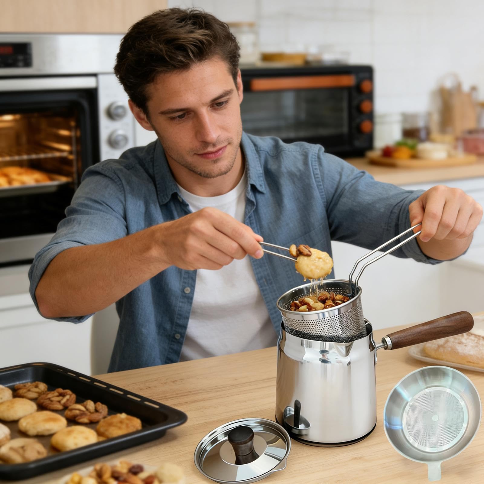 Edelstahl Fritteuse Großvolumige Edelstahl Küchengeräte mit Korb und Sieb