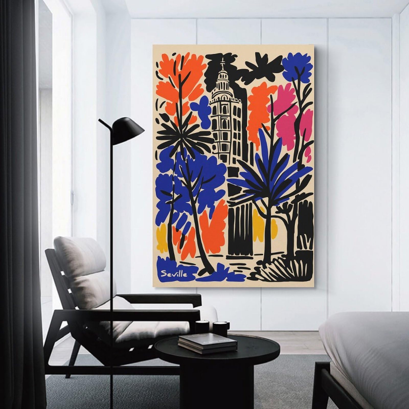 Seville Cityscape with Trees And Tower Wall Art Print, 24x36inch(60x90cm), for Bedroom Decor, Cosy Corners Or Studios, Canvas Wall Decor for Personal Spaces