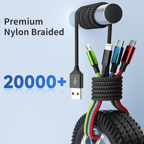 Miniatura 9 de Travel Essentials - Cable de carga múltiple 2 unidades de 5 pies, accesorios de automóvil, cables de carga 4 en 1, cable USB, cargador de teléfono
