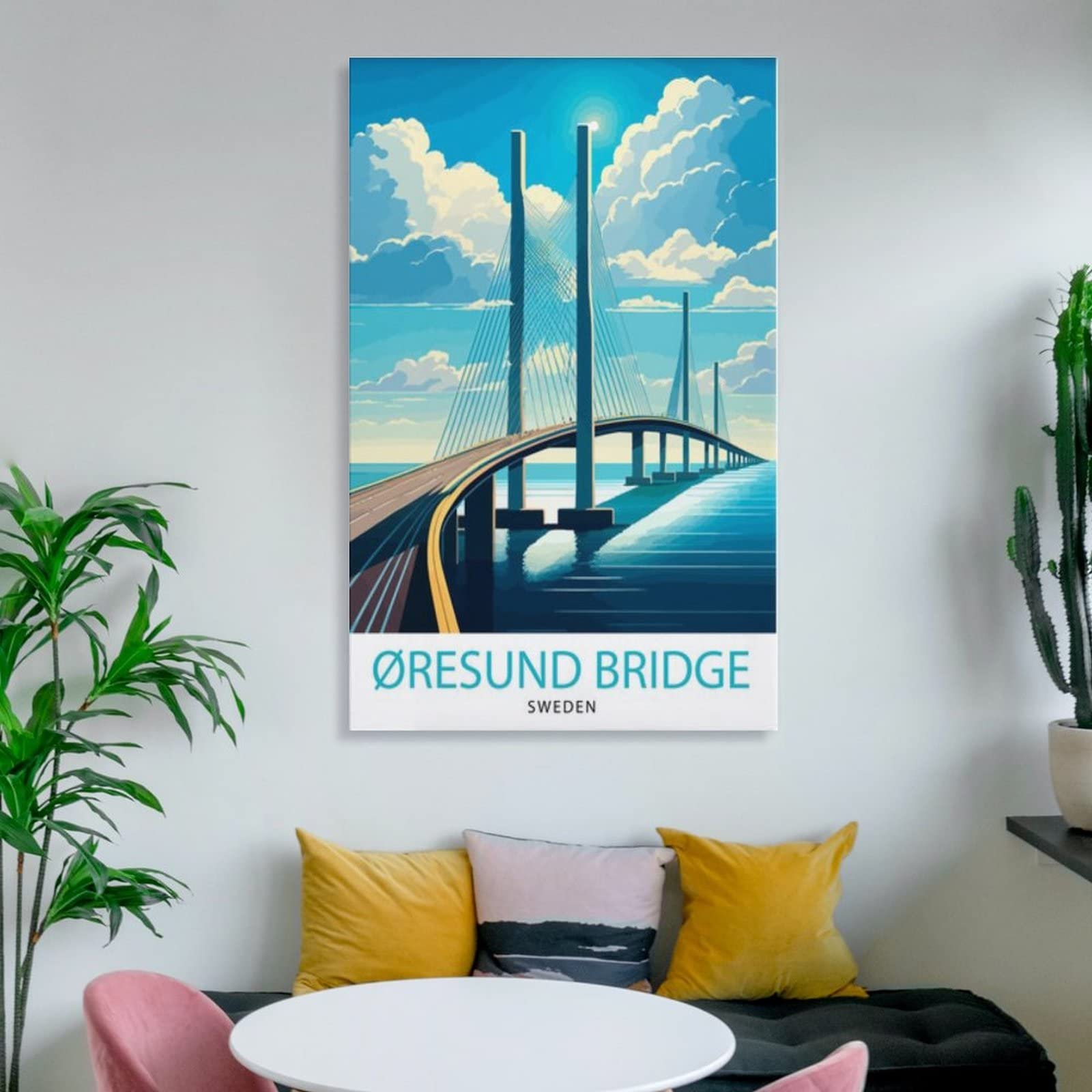 YUKO✽Gustavsberg ✽Oresund 18cm プレート3枚 Amazon.com: Oresund Bridge Sweden Vintage Travel Posters Landscape