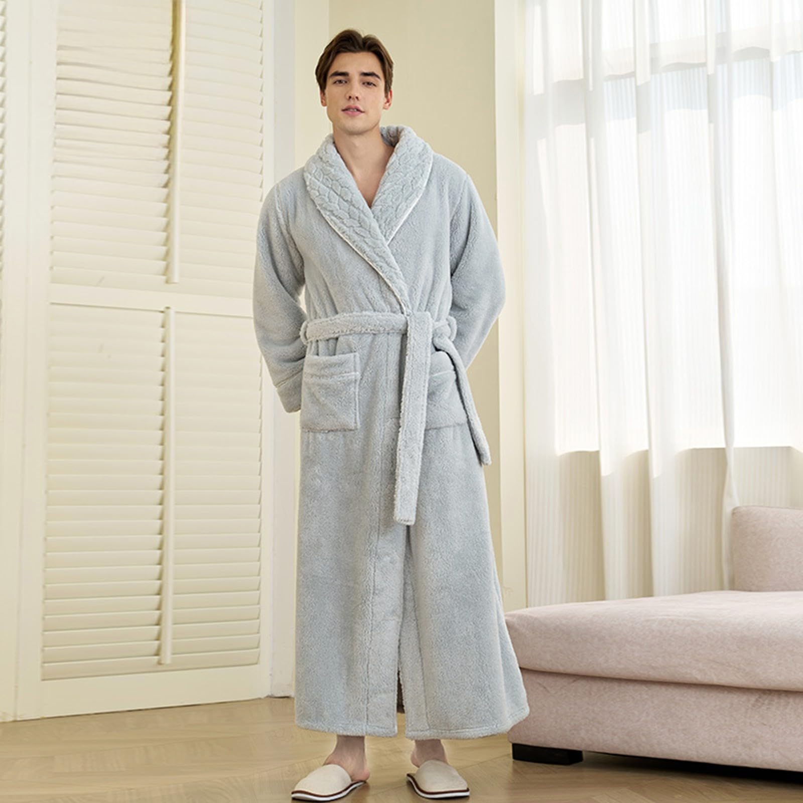 Accappatoio da viaggio leggero con cappuccio, pratiche tasche frontali, leggero, unisex, accappatoio da sauna in spugna