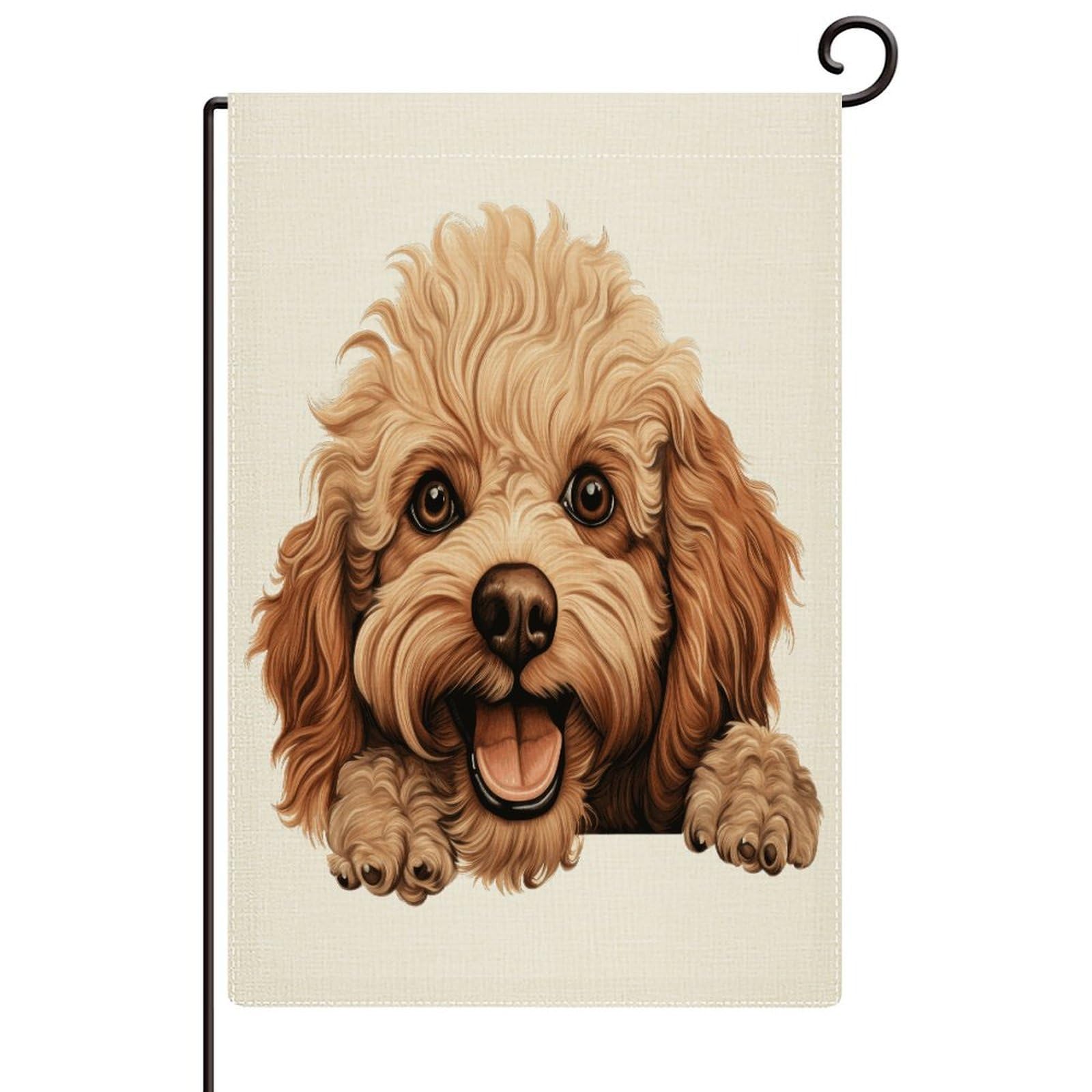 Peeking Toy Poodle Yard Flag 28x40 Inch Vertical Double Sided Retro Colorful Animal Pictures Garden Flags Cartoon Cute Animal Puppy Welcome Garden Flag Outdoor Yard Decorations