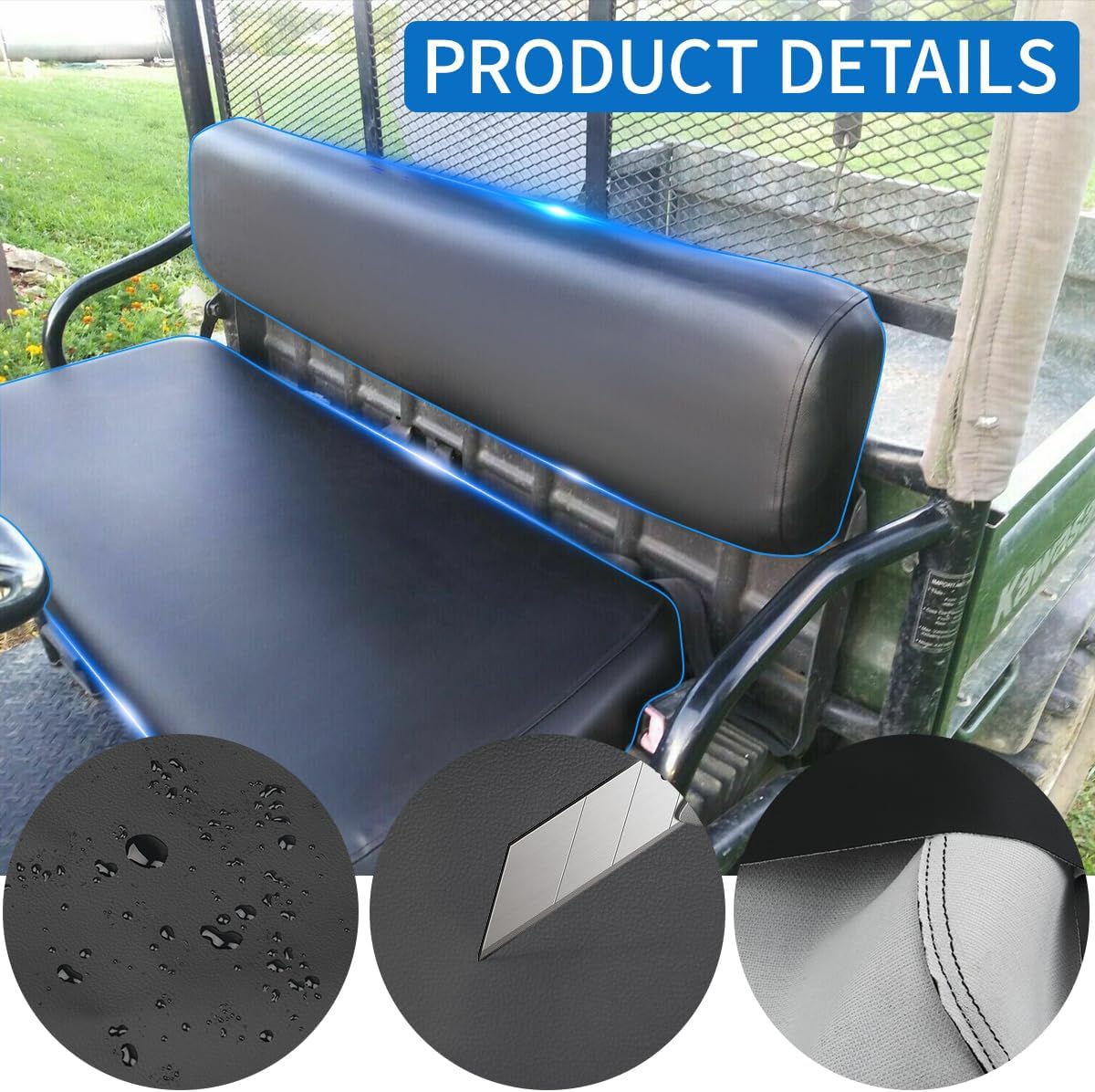 Front Bench Seat Cover Replacement for 1993-2008 Kawasaki Mule 2500 2510 3000 3010