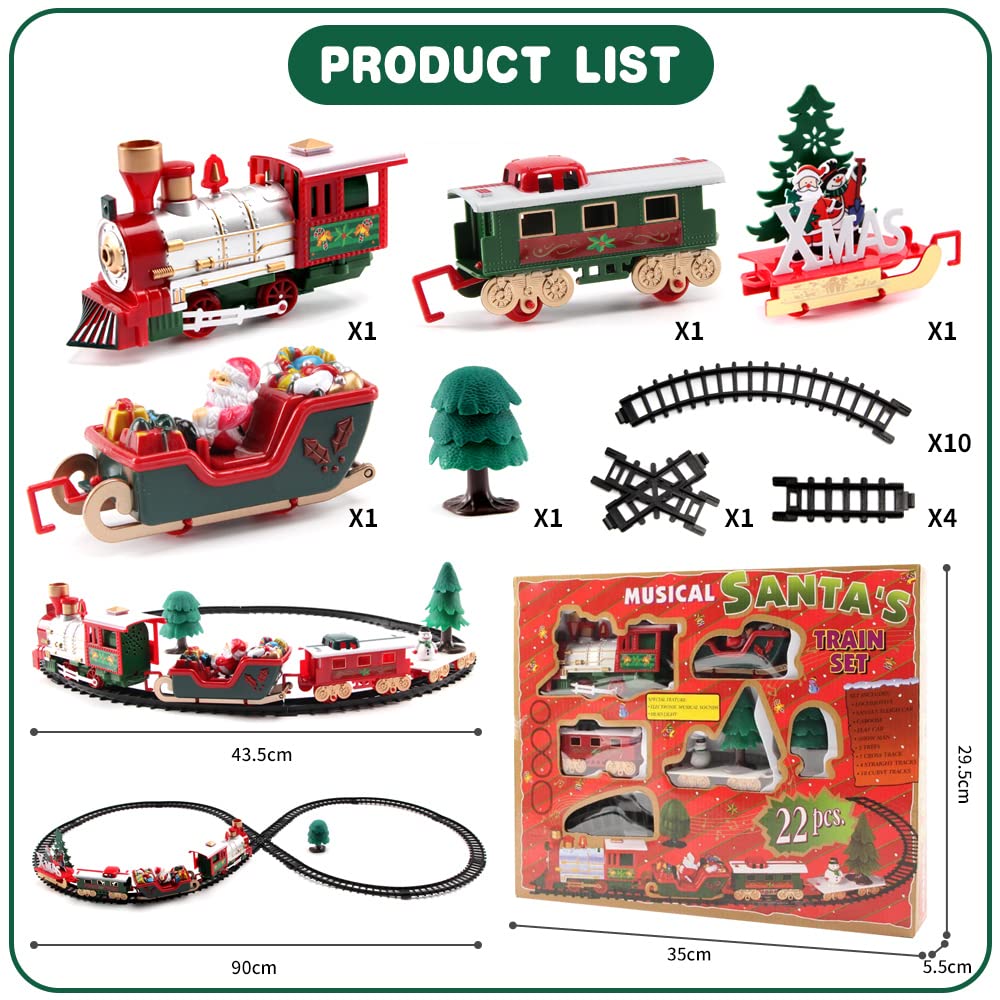 XINGGANG Train Jouet Enfant Train à Vapeur Train de Noël avec Fumée Sons Lumières avec Boîte Cadeau Décoration de Table Décoration sous le Sapin de Noël Cadeau pour Enfants