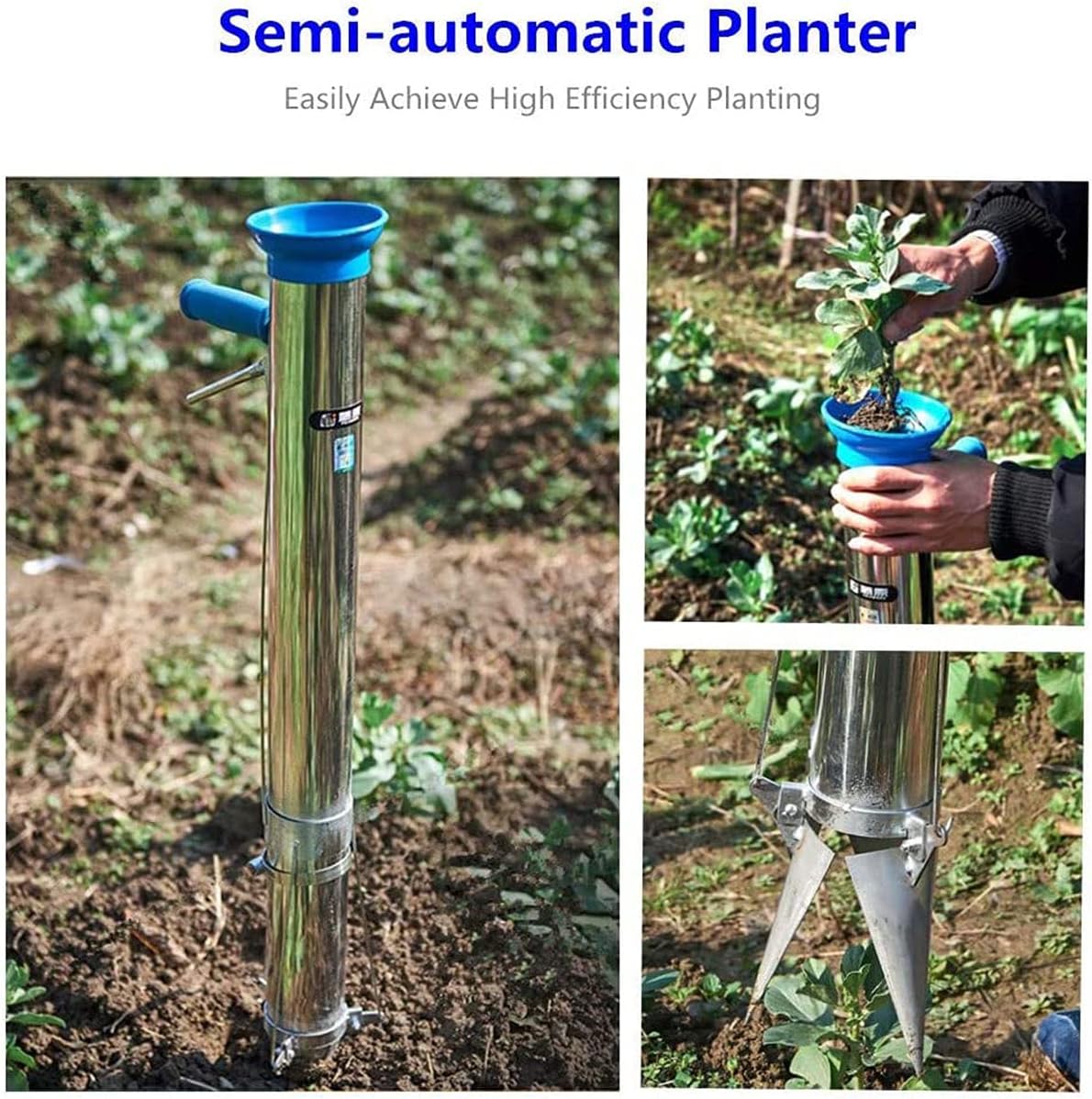 Long Handled Bulb Planter Tools Vegetable Seedling Tool Manual Plant Transplanter Transplanter,Seed Tools,Sponge Handles,Plastic Funnel Metal Precision Seeder Vegetables Greens Onion Beets Fertilize