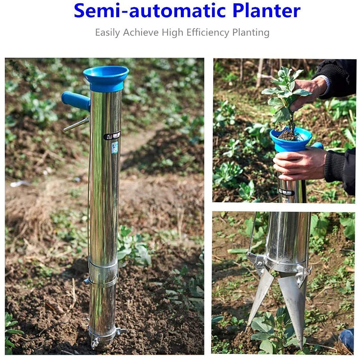 Long Handled Bulb Seedling Plant Transplanter Seed Metal Precision Manuel Jardin semoir Greens Onion Radish Beets Semis Jeune Légume Outil Machine D'Engrais Plantation Poignéepistolet Jardinièr