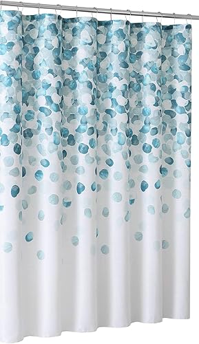 Serafina Home Cortina de ducha de tela moderna azul mineral verde azulado para baño patrón de salpicaduras de agua en cascada de turquesa,