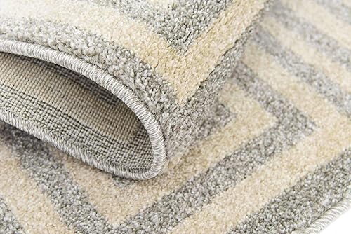 Miniatura 9 de Unique Loom Athens Collection - Alfombra clásica geométrica con diseño de borde moderno, 2 x 3 pies, grisbeige