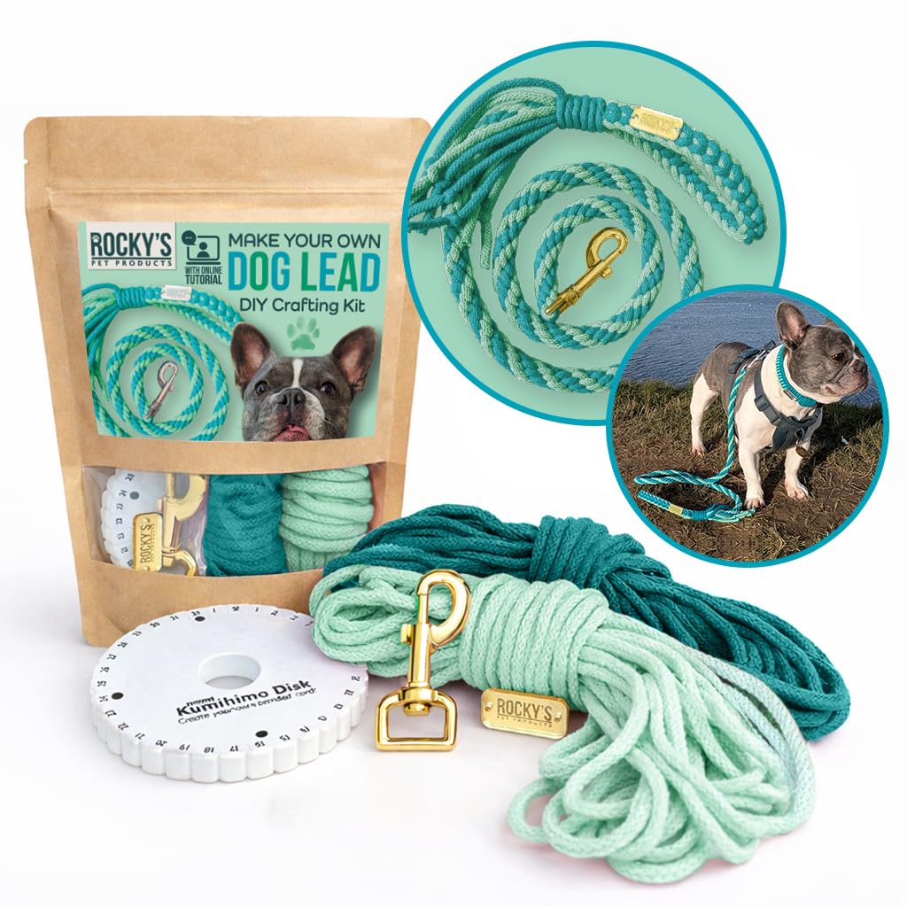 Rocky's Pet Products Make Your Own Mint Dog Lead DIY Crafting Kit for Beginners & Adults, Kumihimo Braiding with Complete Kit & Video Tutorial