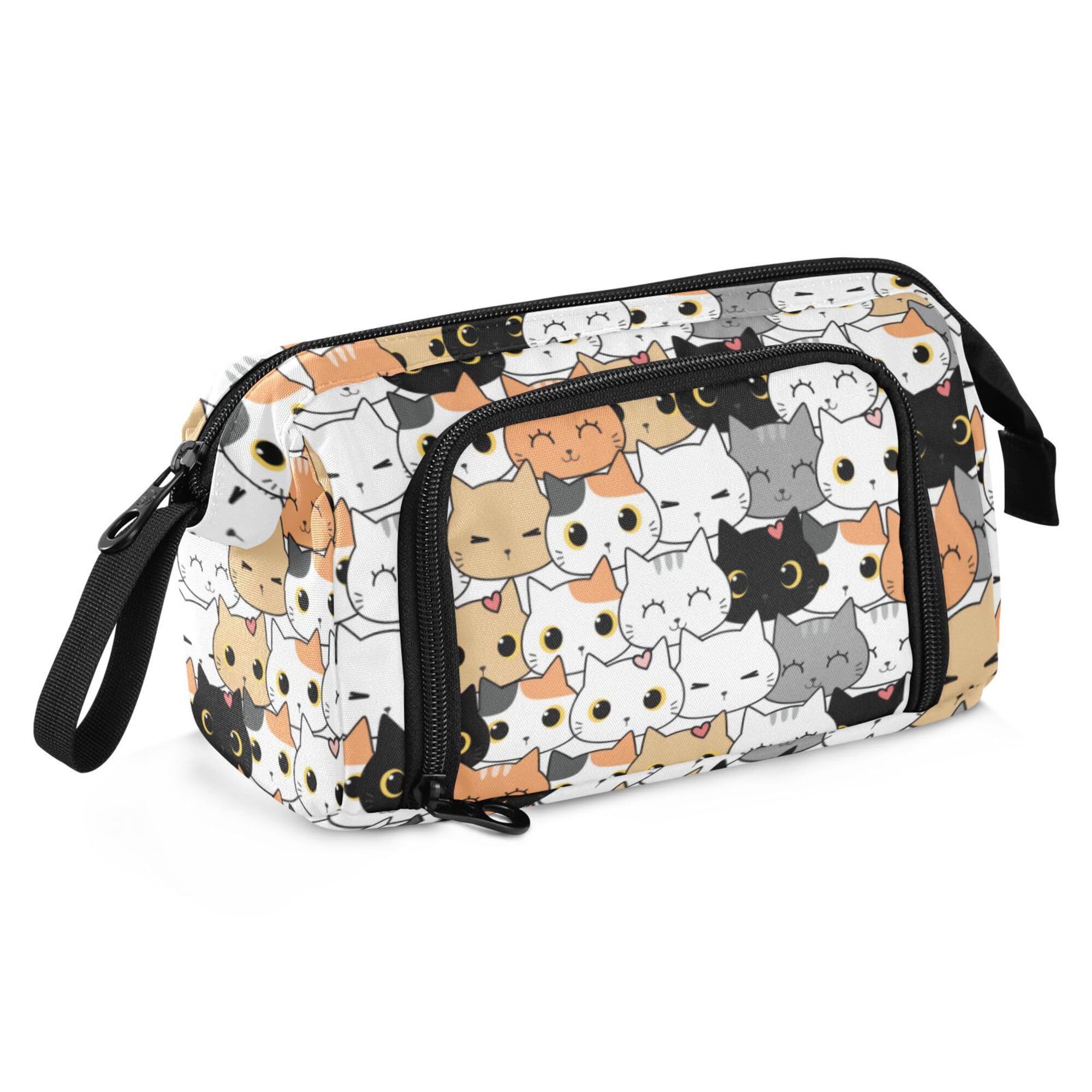 Fisyme Cute Cats Pencil Case Large Capacity Pencil Pouch Pen Bag Box Big Makeup Pencil Case Organizer, A02B24034