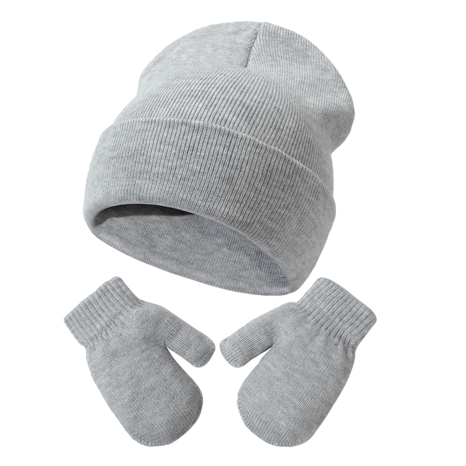 Baby Beanie Hat Gloves Set, Kids Winter Warm Knit Hat with glvoes,Toddler Soft Beanie for Little Boys Little Girls Children