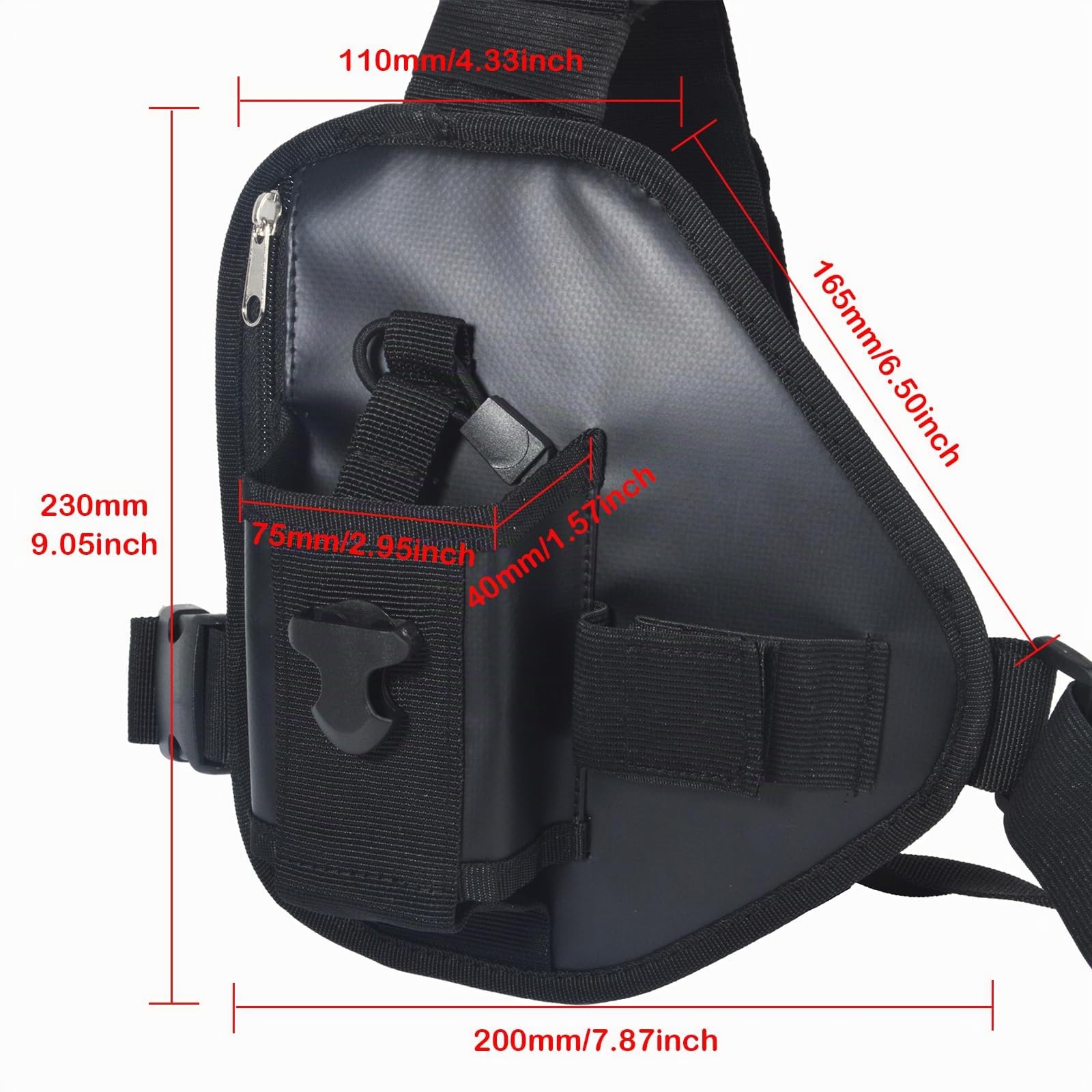 UAYESOK Harnais Poitrine Talkie Walkie, Porte Radio Police, Étui Harnais Tactique Portable Universel avec Sangle Sac Nylon Réglable pour Motorola Baofeng Icom Yaesu Midland President (Noir)