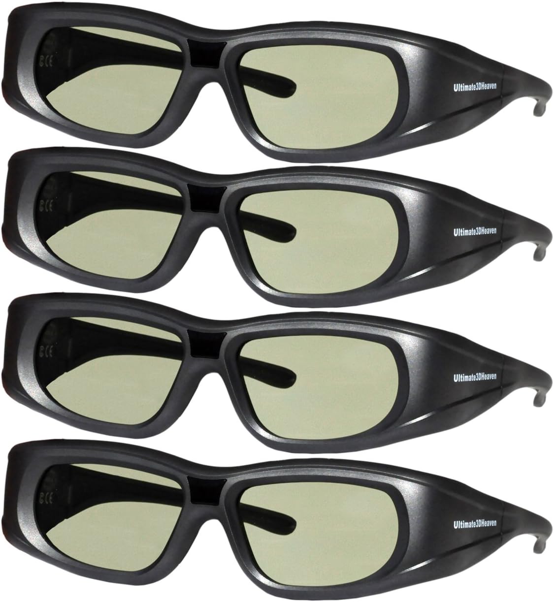 DLP LINK 144 Hz Ultra-Clear HD 4 PACK 3D Active Rechargeable Shutter Glasses for All 3D DLP Projectors - BenQ, Optoma, Dell, Mitsubishi, Samsung, Acer, Vivitek, NEC, Sharp, ViewSonic & Endless Others!