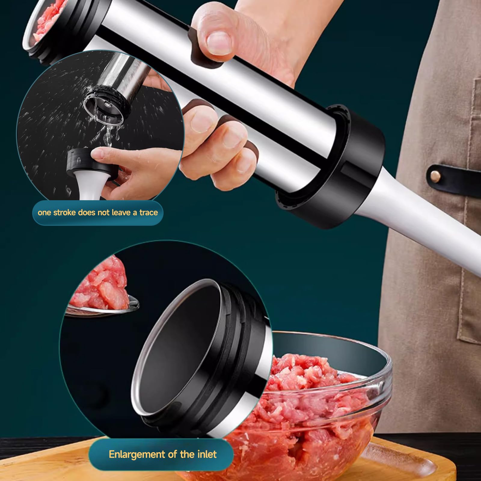 Insaccatrice Manuale Per Salsicce Con 4 Tubi Di Riempimento (15, 19, 22, 25 Mm) - Per Carne Macinata Di Manzo, Maiale, Tacchino E Selvaggina