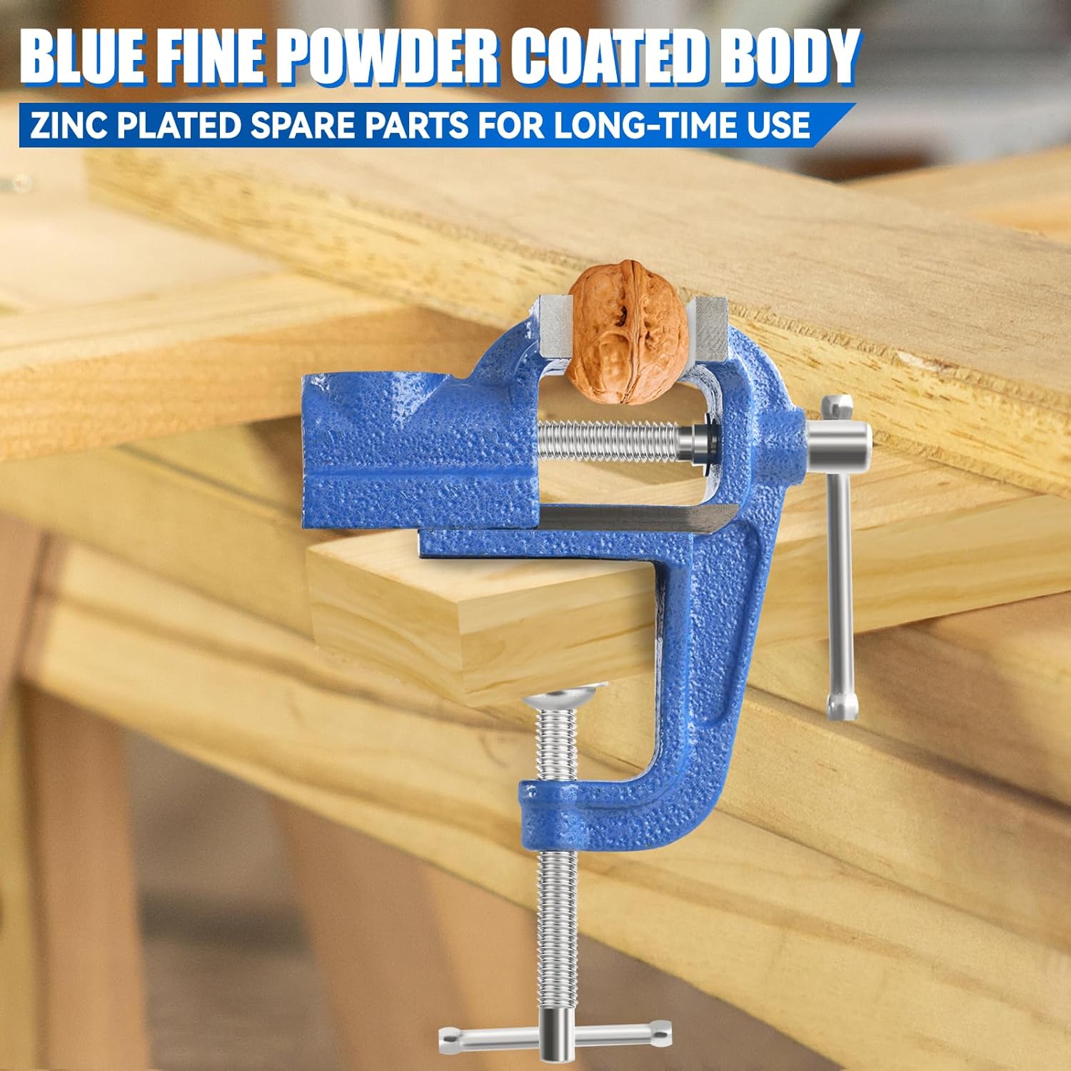 Mini Table Clamp, 2" blue, Small Bench Vise, Upgraded cast steel manufacturing Jewelers Hobby Clamps Craft Repair Tool Portable Work Bench Vise (Mini)