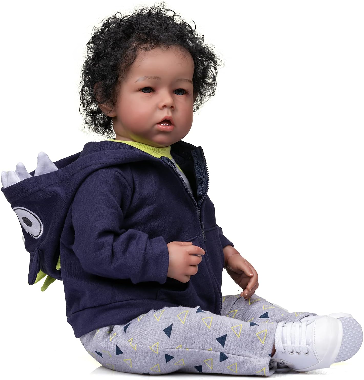 Pinky Reborn 20 inch 50 cm Black African American Lifelike Baby Dolls Boys Dolls That Look Real Feeling Realistic with Soft Cloth Baby Doll Birthday with Toys for Age 3+