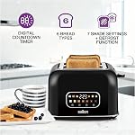 Salton Digital Touch Toaster 2 Slice | Smart Toaster with Touchscreen Controls | 7 Browning Levels 6 Presets Bagel Waffle Pastry | Wide Self Centering Slots | Removable Crumb Tray | Black (ET2170)