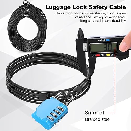 Miniatura 3 de Paquete de 12 cables de seguridad para equipaje con bucles de 7 pies de 0.118 in recubierto de acero trenzado para bicicleta, cable de doble bucle,