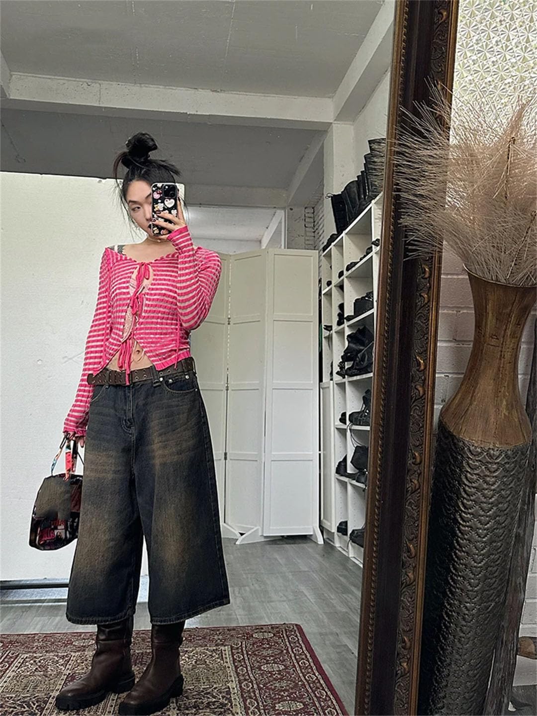 Damskie szorty jeansowe z wysokim stanem w stylu High Street w stylu vintage z szerokimi nogawkami