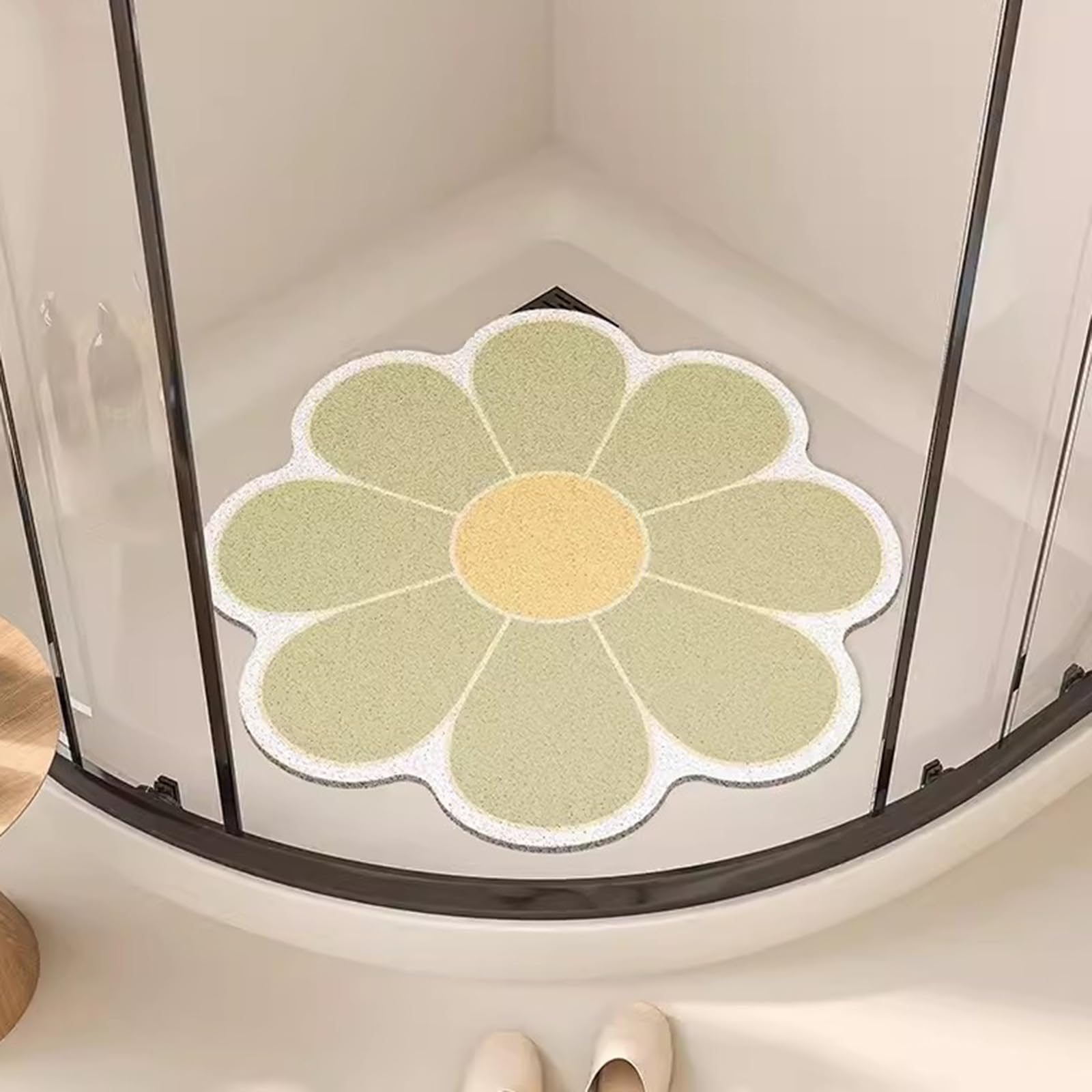 Tapis De Douche D'Angle 70x70cm Antidérapant - En Forme De Quart De Cercle - Luffa Coloré - Anti-moisissure, Confortable