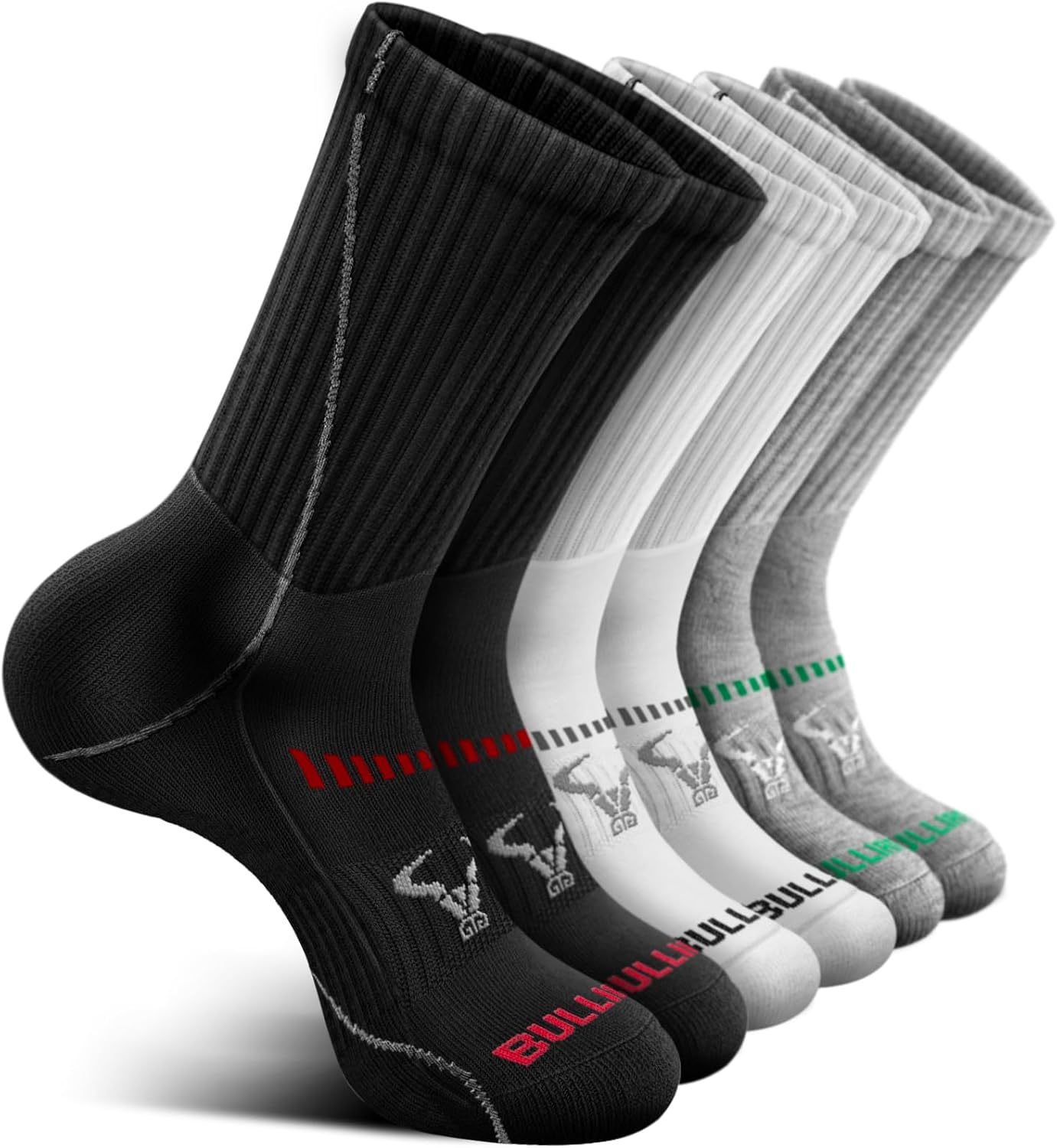 BULLIANT Men Athletic Socks, Compression Sports Crew Socks Cushioned For Men Outdoor Running Hiking-Arch Compression Support