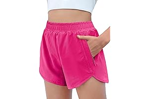 Girls Pink Athletic Shorts with Zipper Pockets: Stay Active in Style
