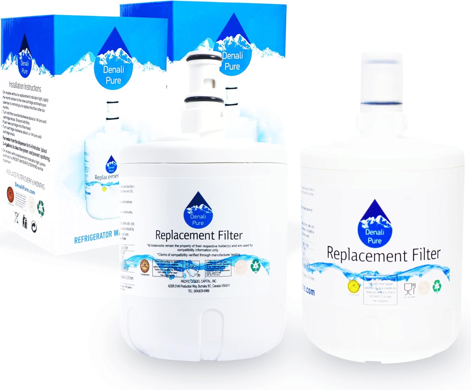 2-Pack Replacement for 10672209202 Refrigerator Water Filter - Compatible with Kenmore/Sears 46-9002 Fridge Water Filter Cartridge