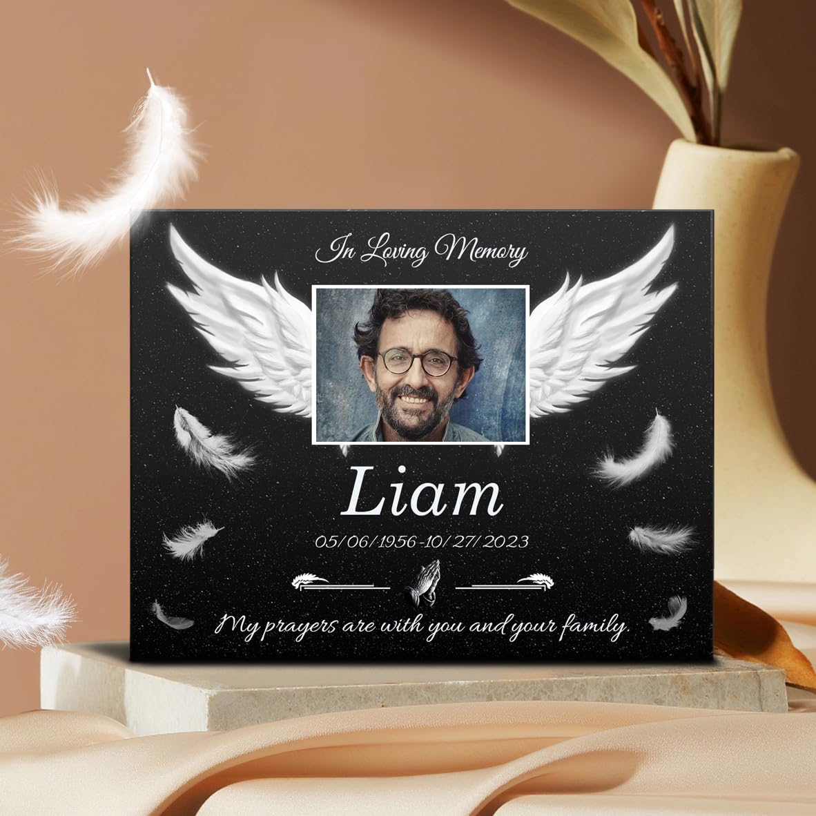 ADFSTONE Granite Headstones for Cemetery for Humans- Picture Tombstones for Graves, Personalized Cemetary Grave Stones, Custom Memorial Stones for Loved Ones, Engraved Grave Monuments