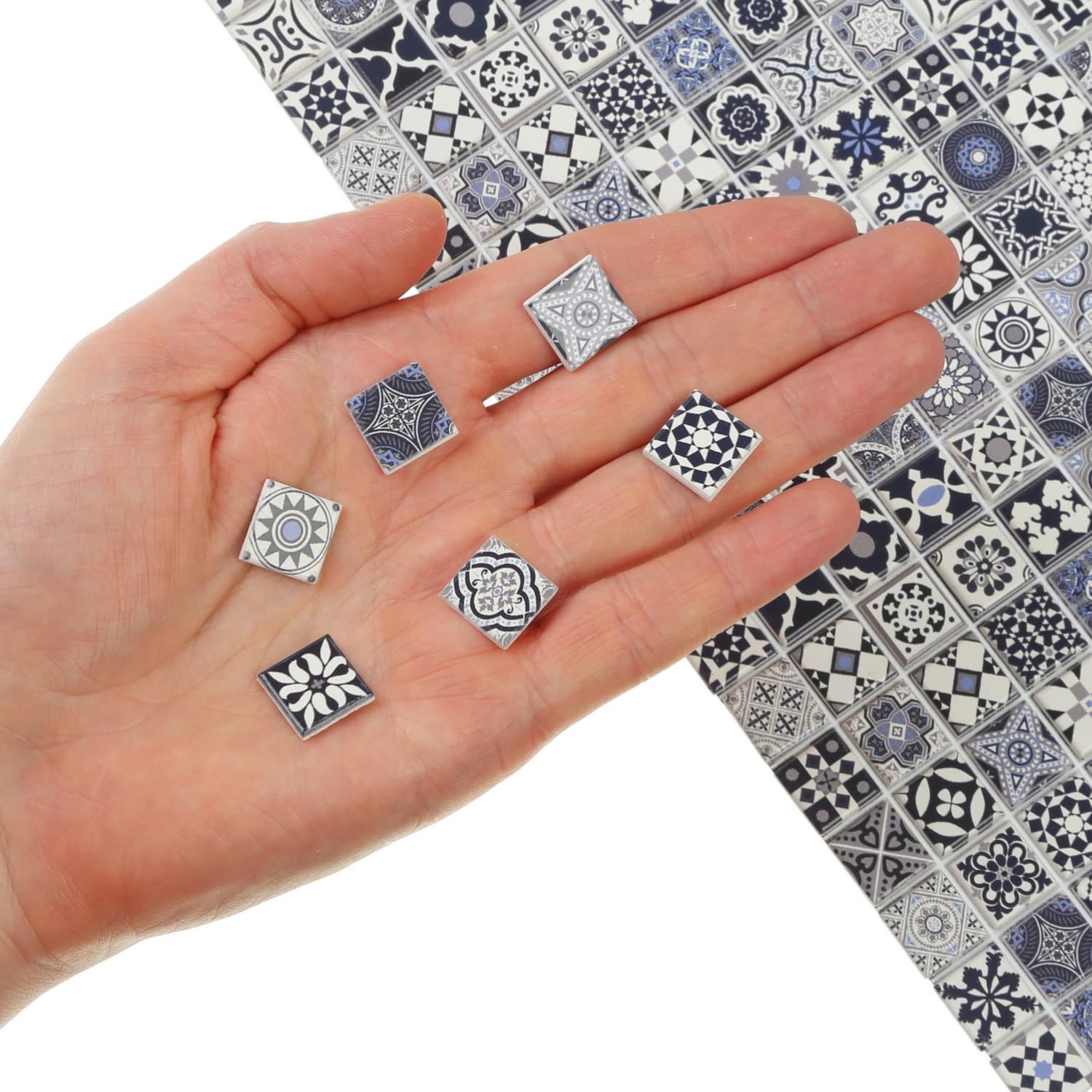 150 pcs, Dollhouse Flooring, 1:12 Scale Doll House Tiles, Miniature Checkerboard Floor, REDUCIO! (Midnight Mosaic)