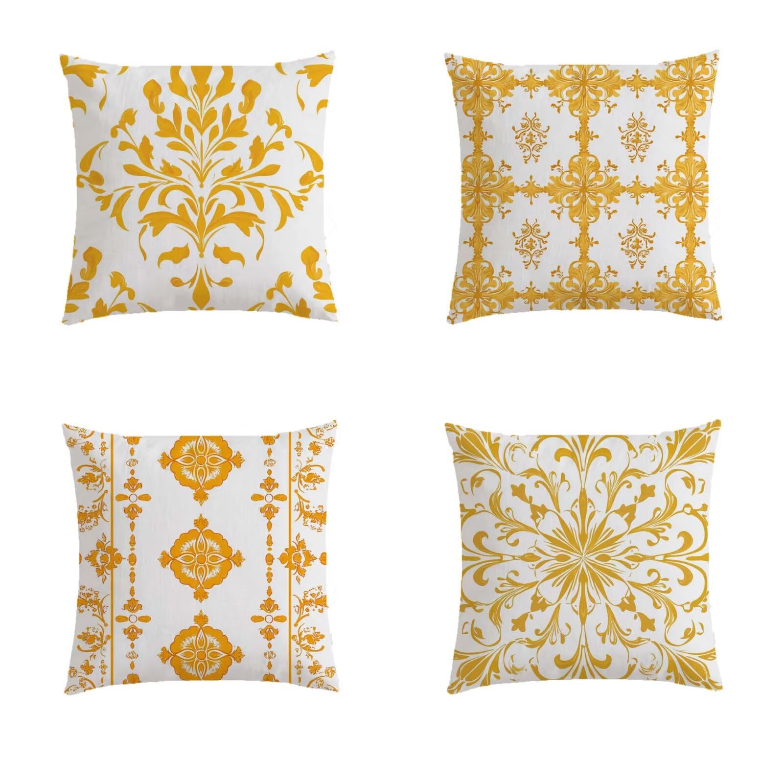 Taie oreiller bohemia gifts jaune en lot de 4 pour offrir à une crémaillère