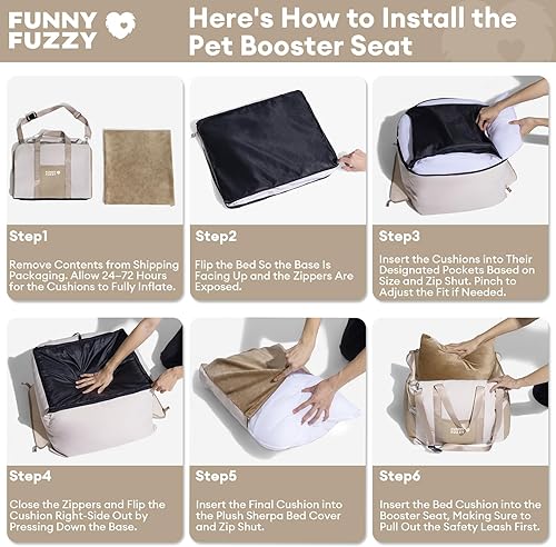 Miniatura 3 de FUNNY FUZZY Asiento de automóvil impermeable para perros pequeños y medianos de hasta 35 libras, asiento elevador para mascotas desmontable y