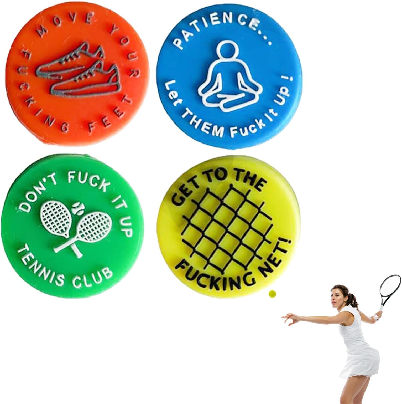 LPMXYW 4 PCS Tennis Shock Absorber or Reminder Tennis Dampener Funny Tennis Vibration Dampener Silicone Tennis Racket Dampener Tennis Dampener for Racket Tennis Set