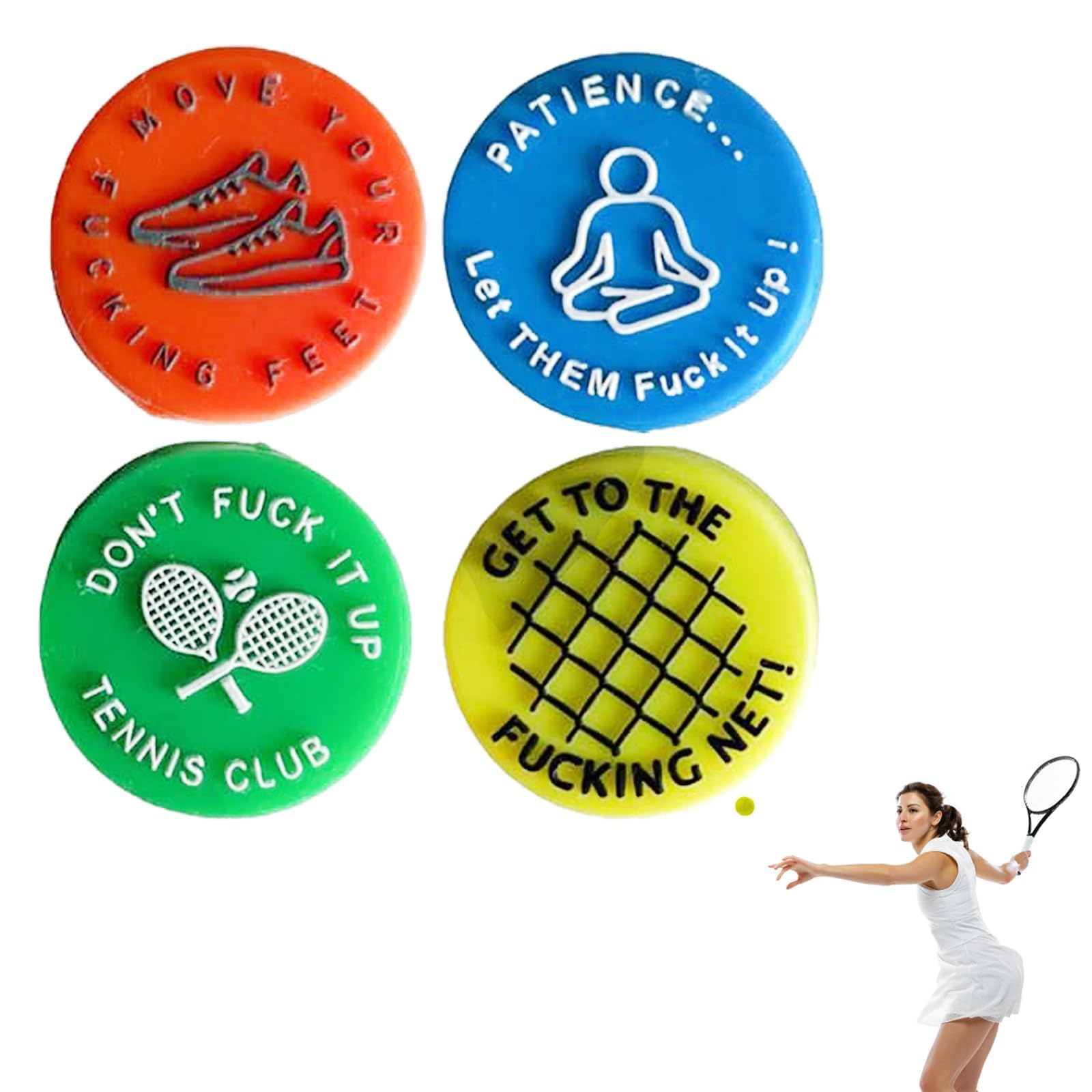 LPMXYW 4 PCS Tennis Shock Absorber or Reminder Tennis Dampener Funny Tennis Vibration Dampener Silicone Tennis Racket Dampener Tennis Dampener for Racket Tennis Set